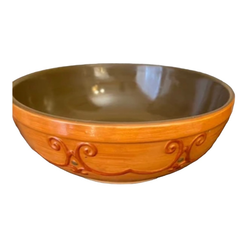 Produced for Designpac 12" Vintage Gold and Green Mixing Bowl